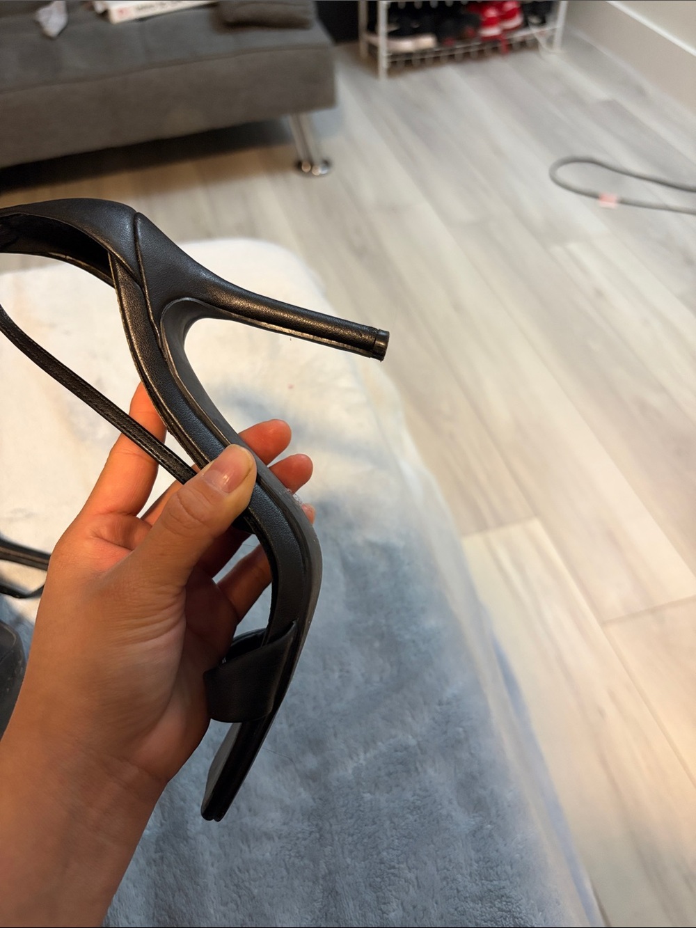 Steve Madden Black Square-Toe Ankle-Strap Heels - Picture 3 of 4